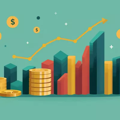 AI-generated graphic representing coins and bars, with dollar signs