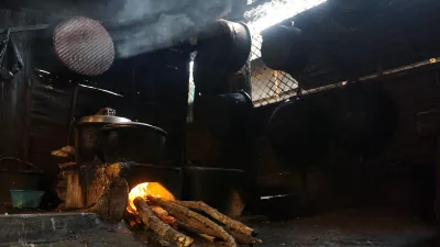 wood-burning stove inside a home