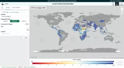 Preview of IHME's local and small area data visual focused on vaccine coverage
