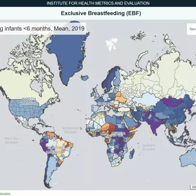 world map showing prevalence of exclusive breastfeeding for infants per country