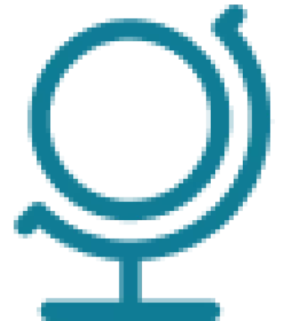 Line drawing of a globe on a stand