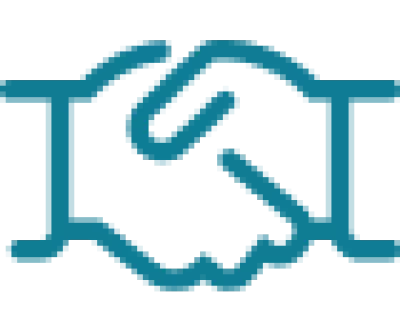 Line drawing of hands shaking