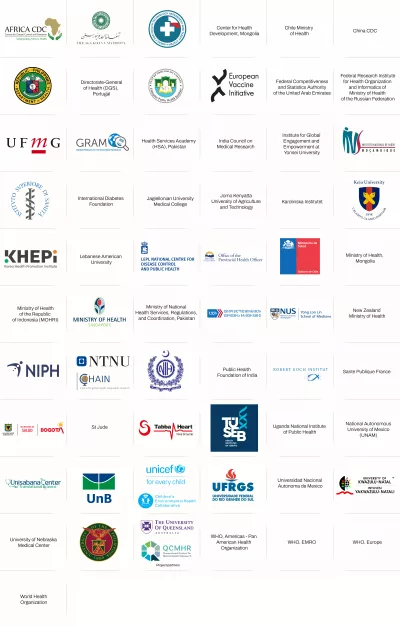 Collage of logos showcasing IHME's partners