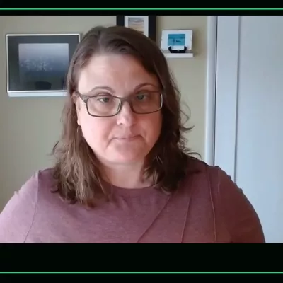 Video still of Catherine Johnson