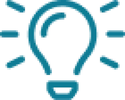 Line drawing of a lightbulb turned on