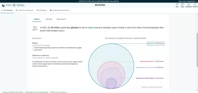 Chart showing the majority of global infection-related deaths were caused by sepsis at 21.36 million deaths
