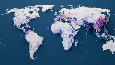 Preview of population data visualization with stylized world map