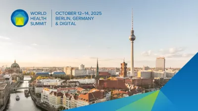 Ariel photo of Berlin Germany, World Summit Event poster 2025, October 12-14.